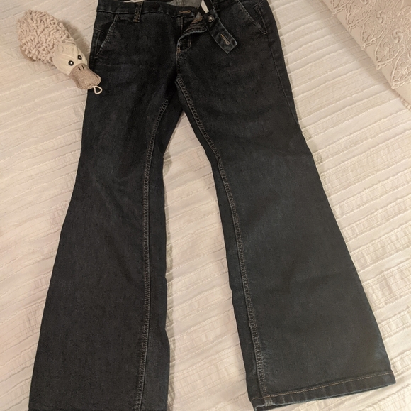 Size 6S (28" inseam) Banana Republic Blue Mid Rise Wide Leg Trouser Jeans - Picture 3 of 11